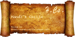 Hanák Csilla névjegykártya